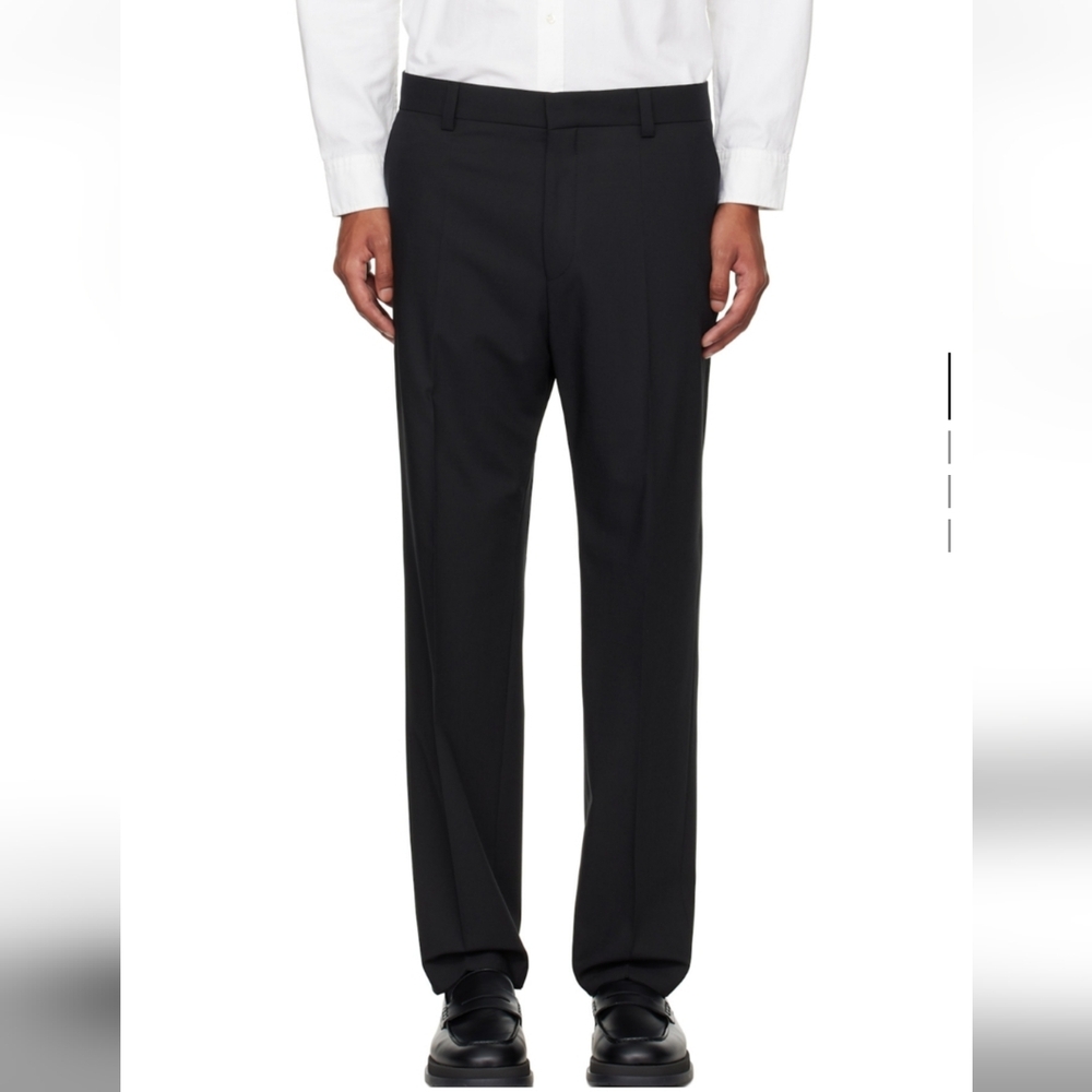 Hugo Boss Men's Black Wool Blend Technical Breathable Sateen Dress Pants 34x32